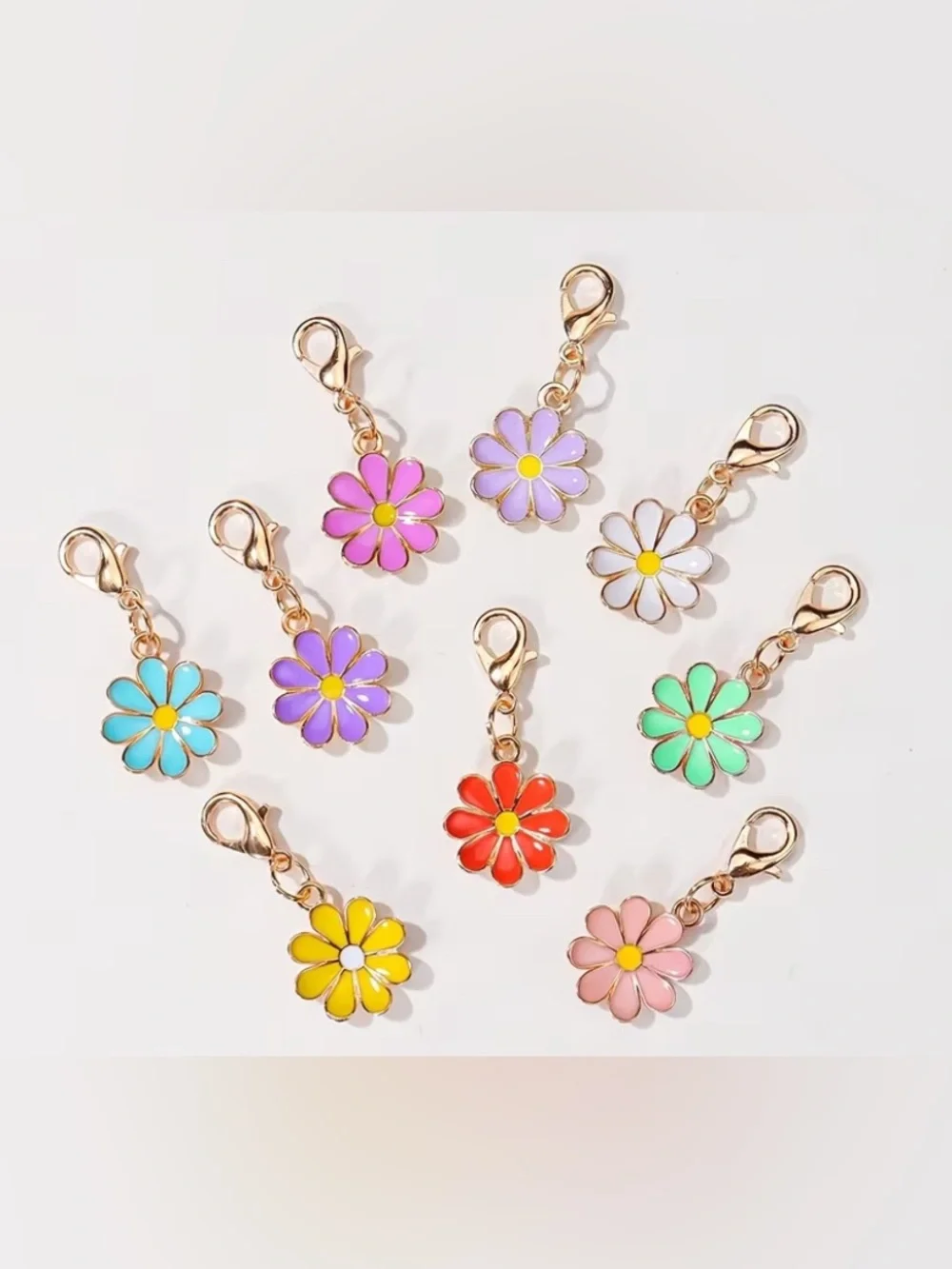 Daisy Enamel Charm with Lobster Clasp random color